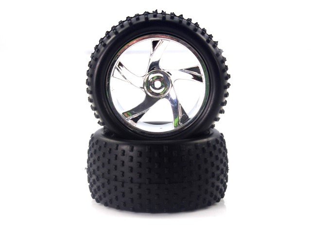 

28653V 1:18 Tire And Chrome Rim For Truggy (23626v+28652) 2p