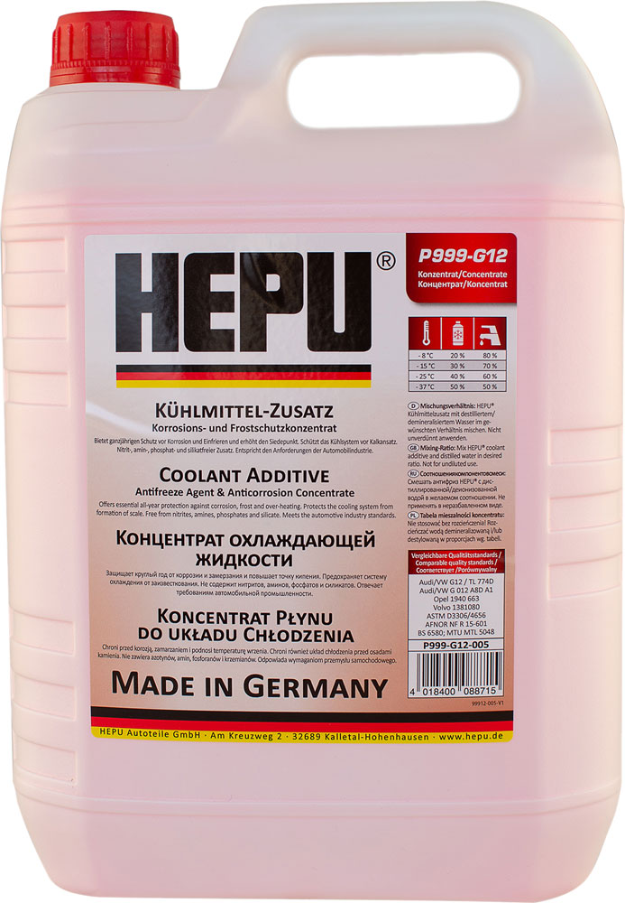 Антифриз HEPU G12 концентрат 5 л Червоний (P999-G12-005) – фото .