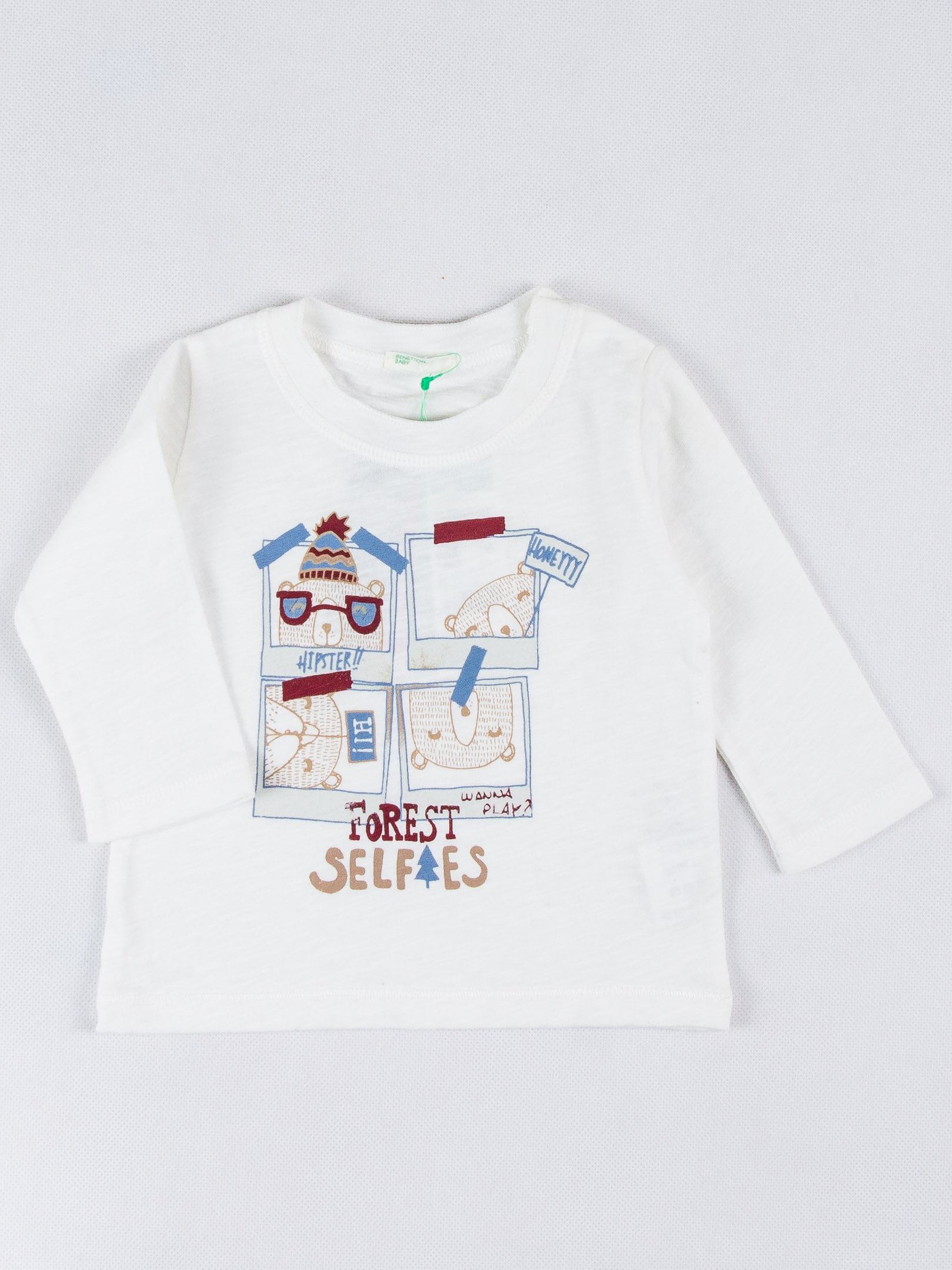 

Лонгслив с принтом Benetton BL1167 62 cm Белый
