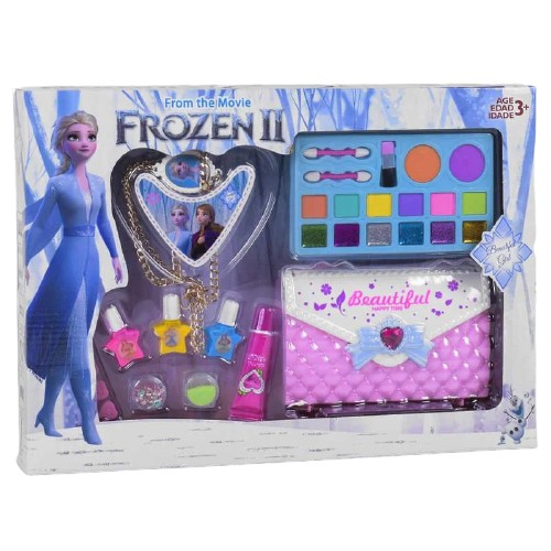 

Большой набор детской косметики с сумочкой: лаки и наклейки для ногтей, помады, тени, румяна