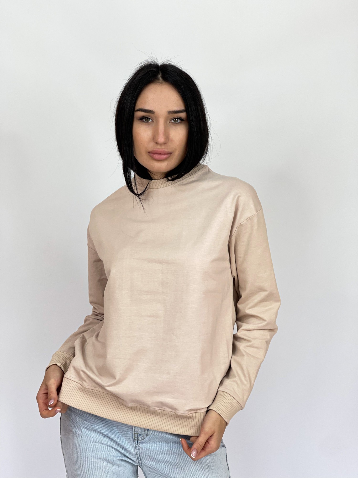 

Свитшот Baysho базовый с манжетом Двунитка XL Бежевый (BD1102-250)