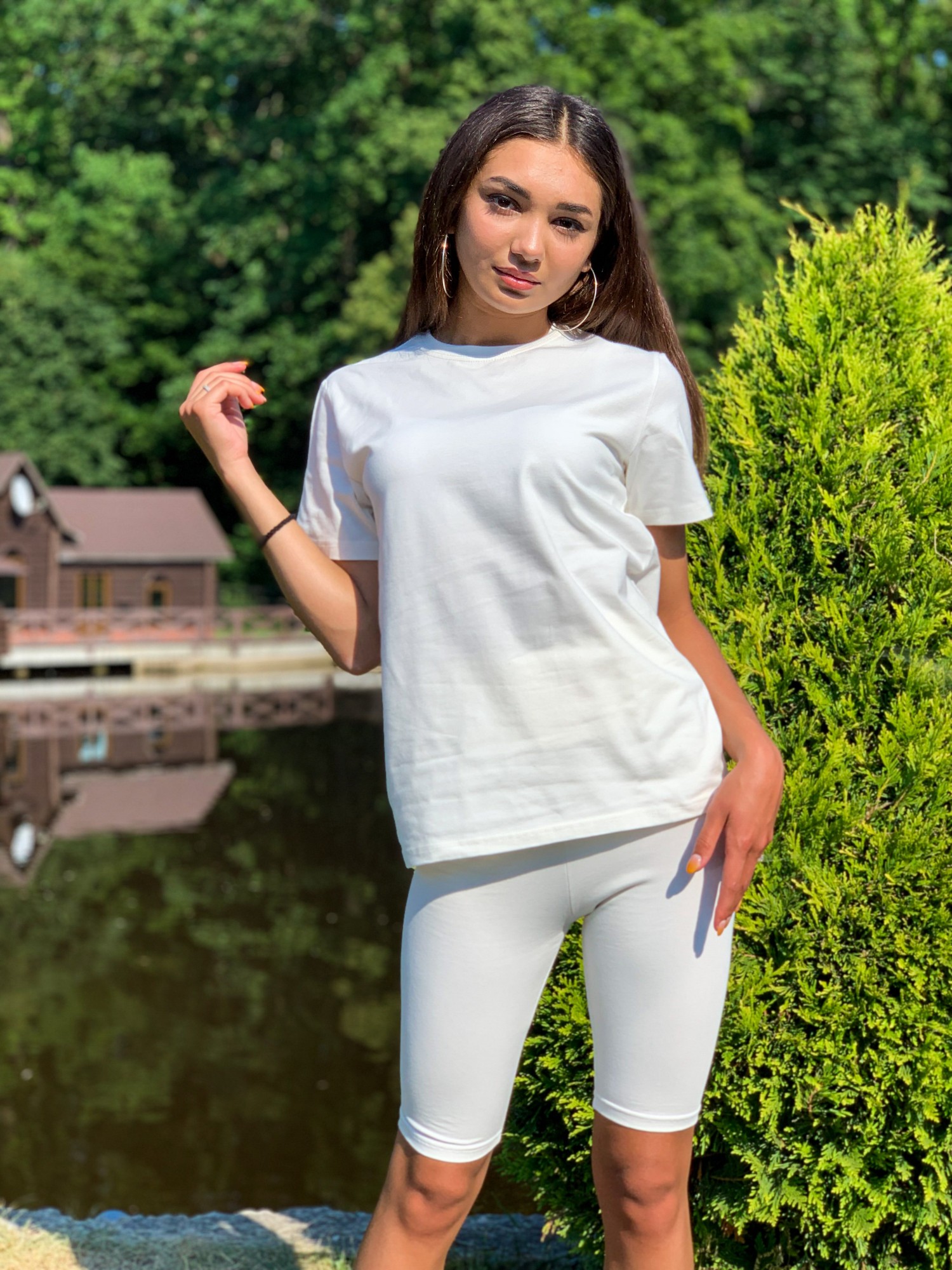 

Костюм Baysho футболка с велосипедками Кулирка XS, Молочный (bk1401-210-bk0201-210)