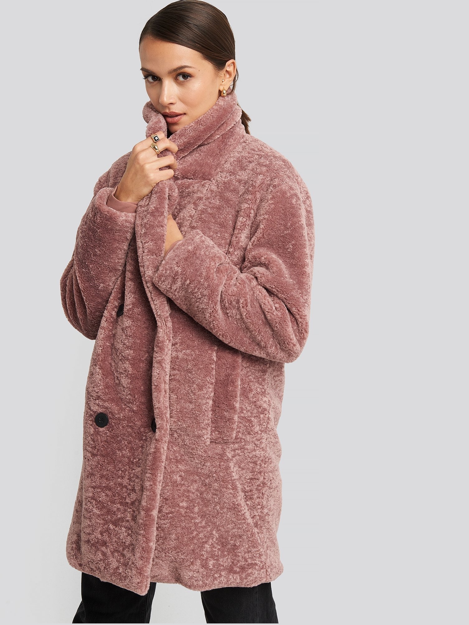 

Пальто из искусственного меха NA-KD 1018003740 EU38 Розовый