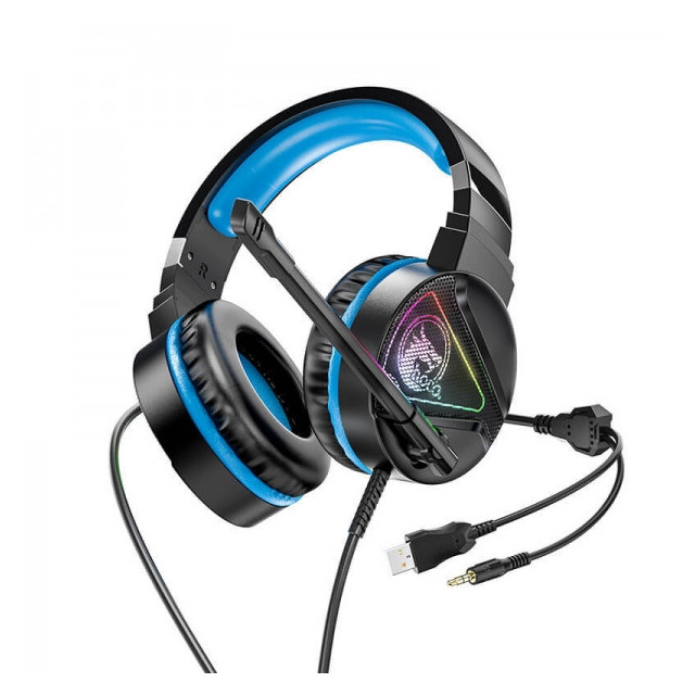 

Игровые геймерские наушники для ПК стерео накладные с микрофоном HOCO Gaming W104 Blue
