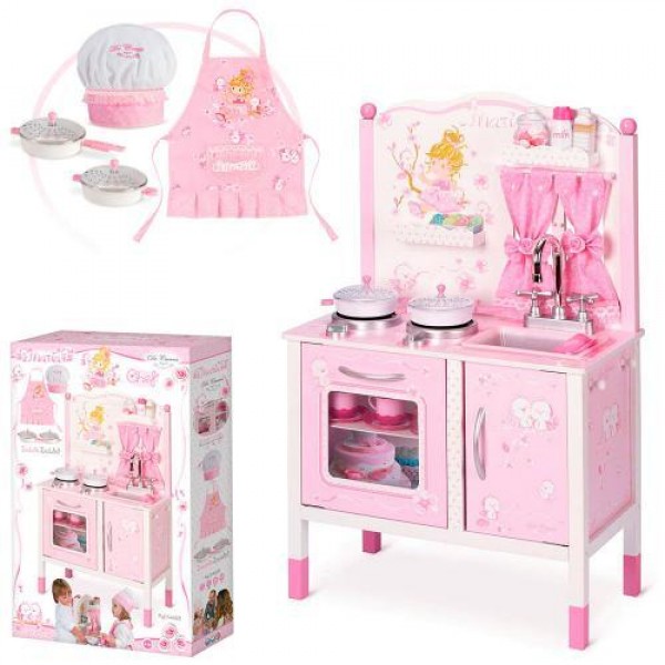 

Игровая детская кухня деревянная с аксессуарами серии "Мария" 90 см Pink