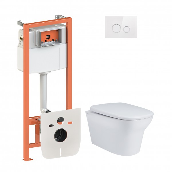 

Набор Qtap инсталляция 4 в 1 с панелью смыва Nest (QT0133M425 + QT0111V1164GW) + унитаз с сиденьем Gemini QT25332614EW