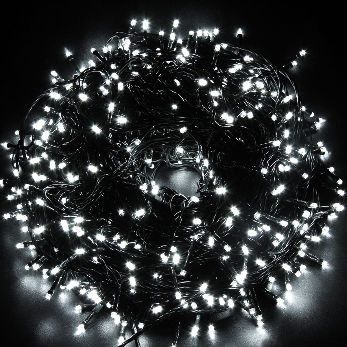 

Гирлянда светодиодная нить белая 50м 500 Led 8 Режимов IP44 дом и улица провод черный