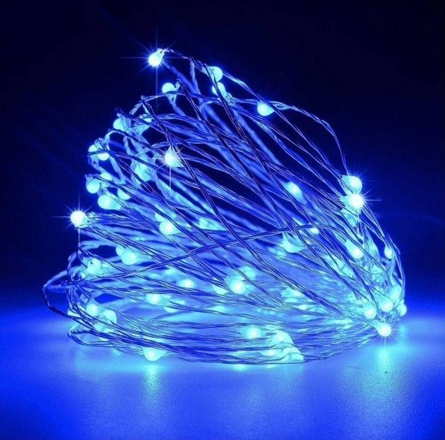 

Гирлянда светодиодная нить синий 50м 500 Led 8 Режимов IP44 дом и улица провод черный