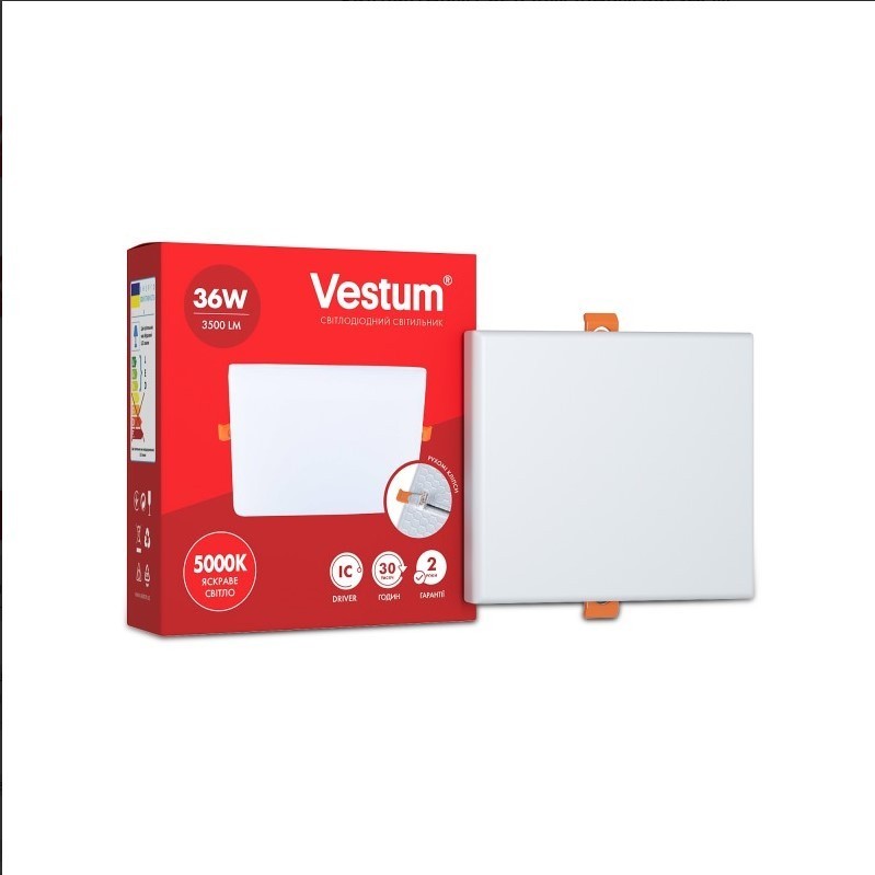

Квадратный светодиодный врезной светильник Vestum 36W 4100K 1-VS-5609