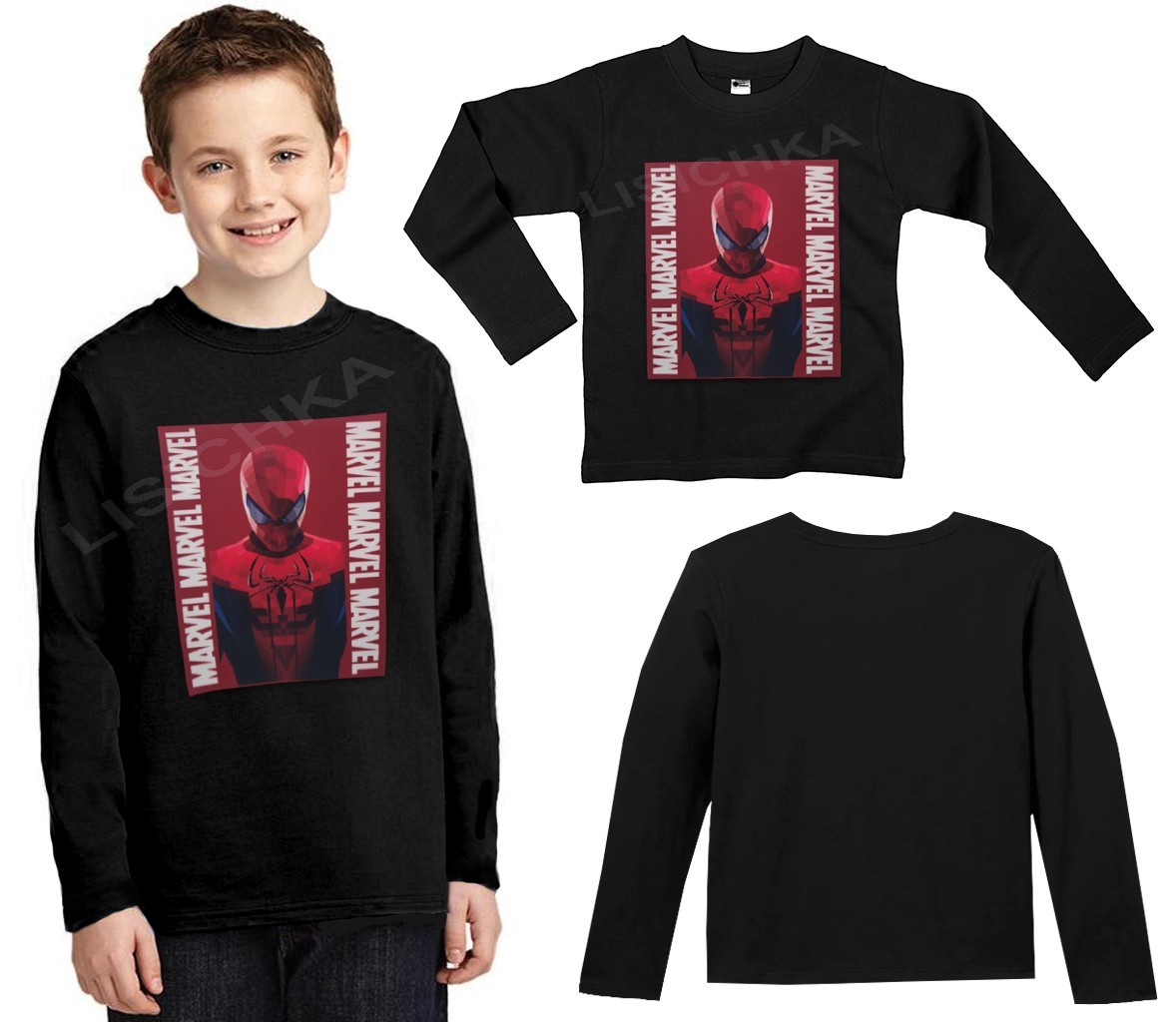 

Лонгслив, реглан Foxstyle Человек Паук на красном фоне, 116-122см, Spiderman, черный