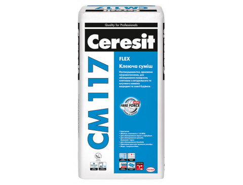 

Клей для плитки эластичный, Ceresit CM 117, 25 кг