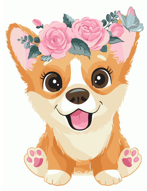 

Картина по номерам Brushme Корги в веночке 30×40 (MEX7097)