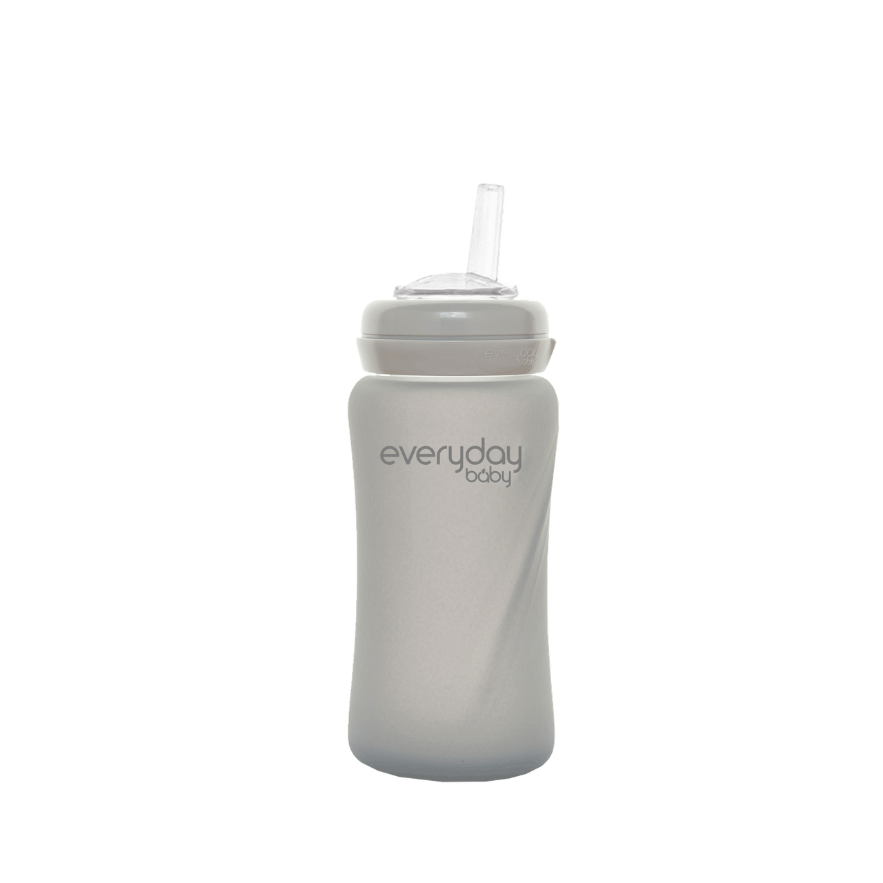

Стеклянная бутылочка с трубочкой для питья с силиконовой защитой Everyday Baby 240 мл. Цвет светло-серый