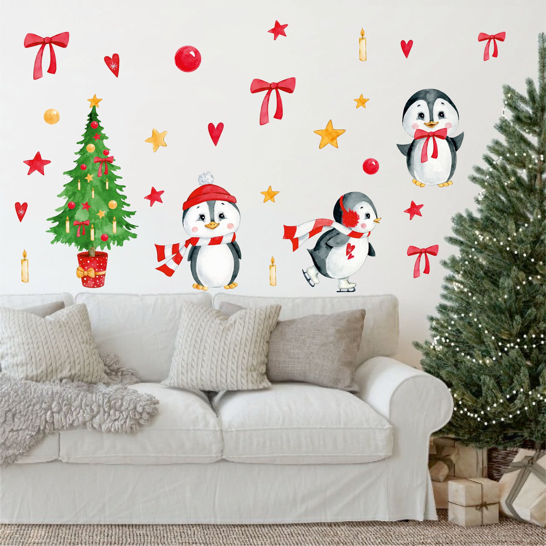 

Виниловая наклейка GetSticker Новогодние пингвины 90x74 см 0144