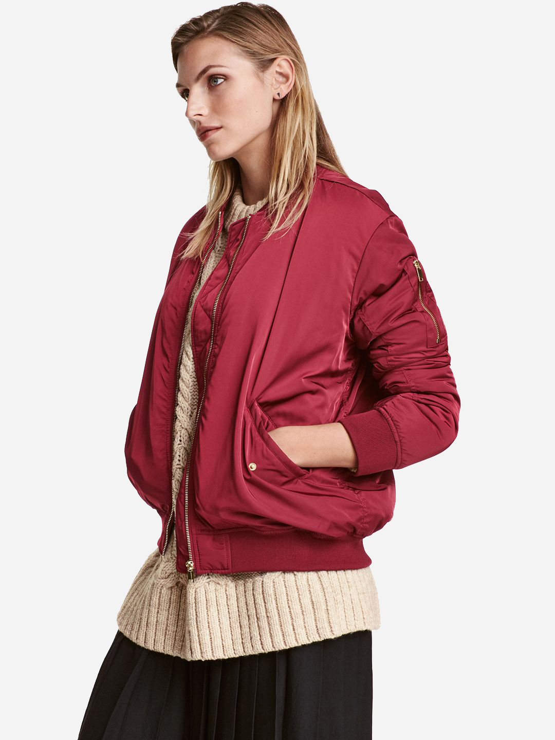 

Бомбер H&M 0427951  Бордовый, Бомбер H&M 0427951 36 Бордовый