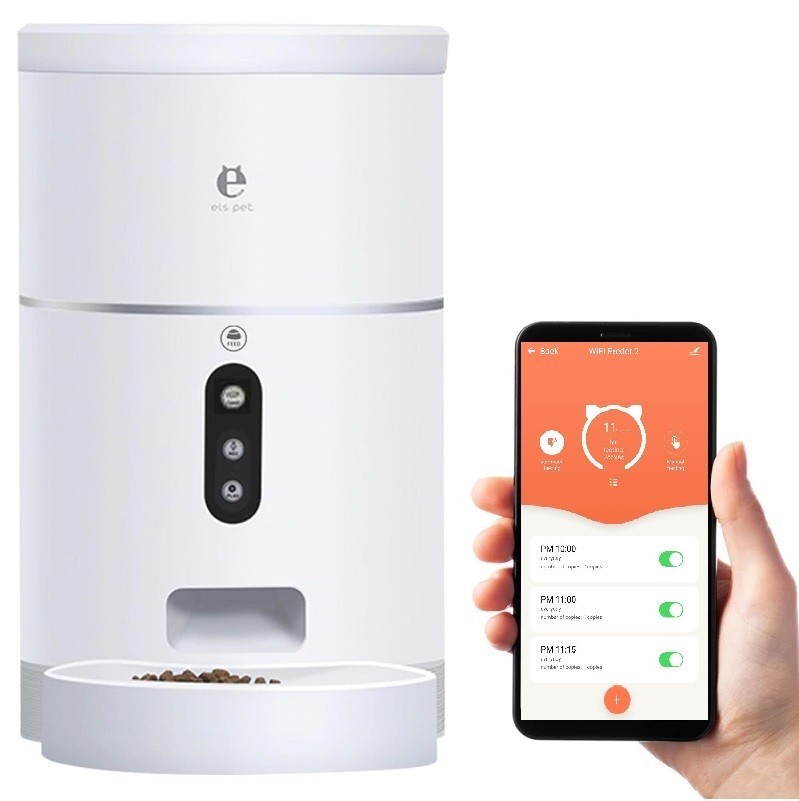 

Кормушка для кошек и собак автоматическая Els Pet F001 WiFi 4л Белая