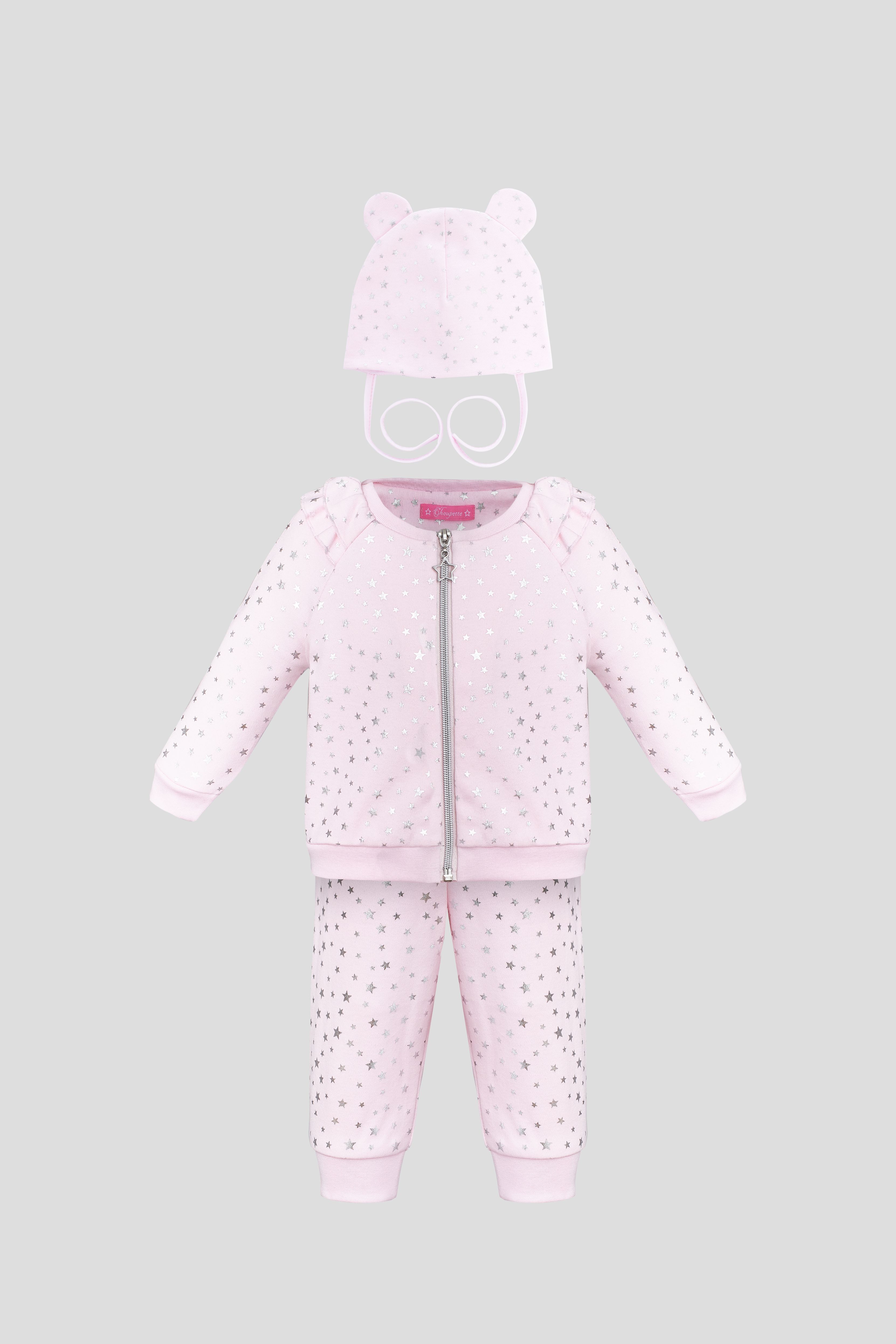 

Комплект Choupette трикотажный (кардиган/брюки\шапочка) розовый 062 (71-92-062)