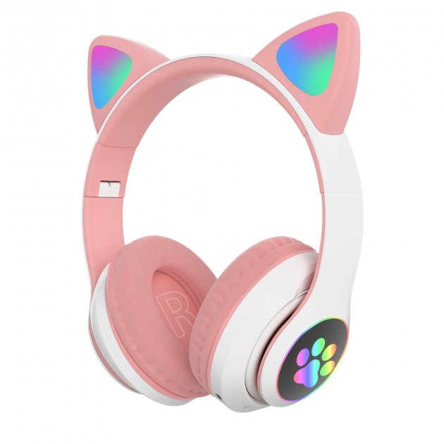 

Бездротові mp3 навушники котячі вушка з підсвічуванням cat ear stn-28 рожеві (677676)