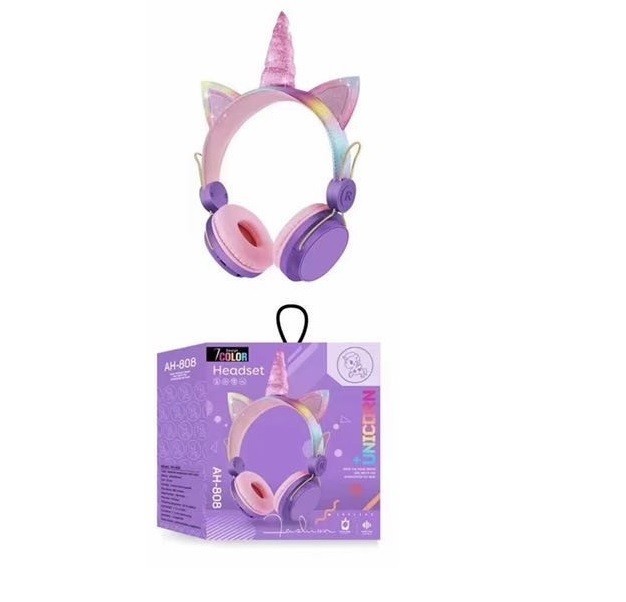

Беспроводные наушники c ушками Единорог Unicorn Bluetooth Headset AH-808 Violet
