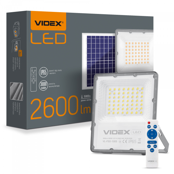 

LED прожектор автономный VIDEX 30W 5000K