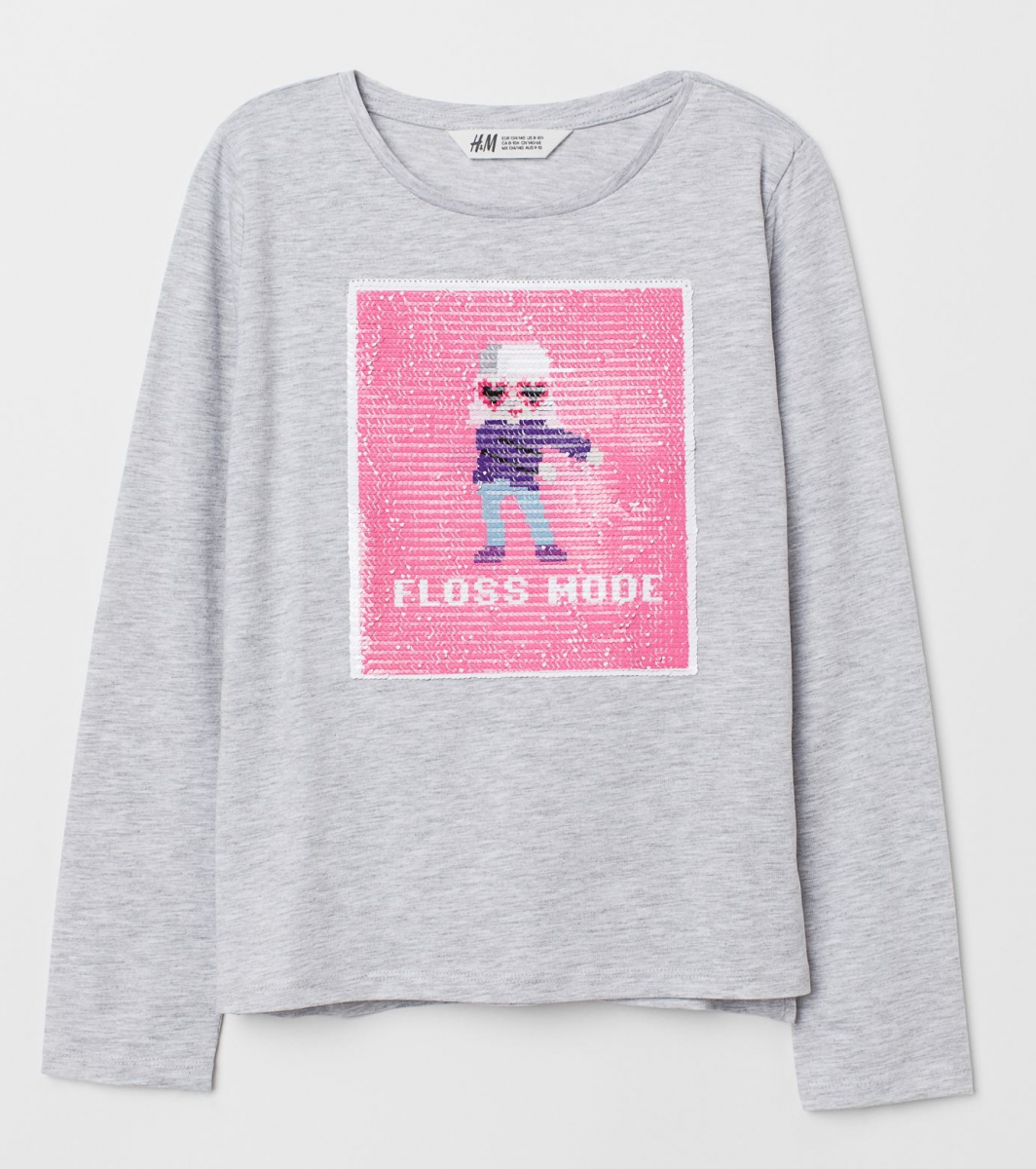 

Футболка с длинными рукавами для девочки H&M 0646811017 104 СМ Серый 66413