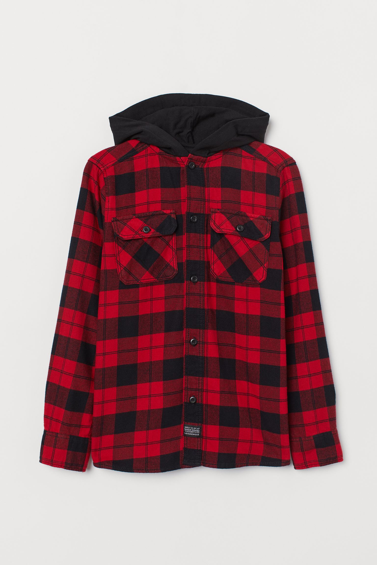 

Рубашка H&M 140см красно черный клетка 711819256