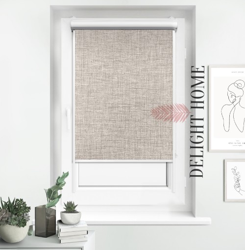 

Ролета в кассете с направляющими алюминий термо Tanova Рогожка БО крем 92.5х150 см