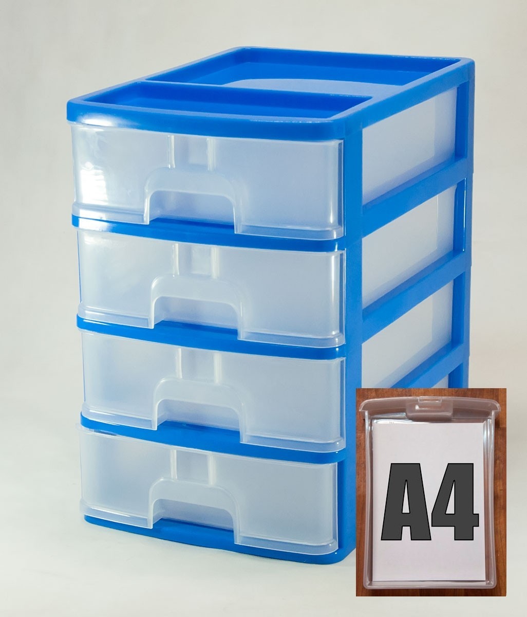 

Миникомод А4 четыре секции R-Plastic 35х25,5х38 см синий