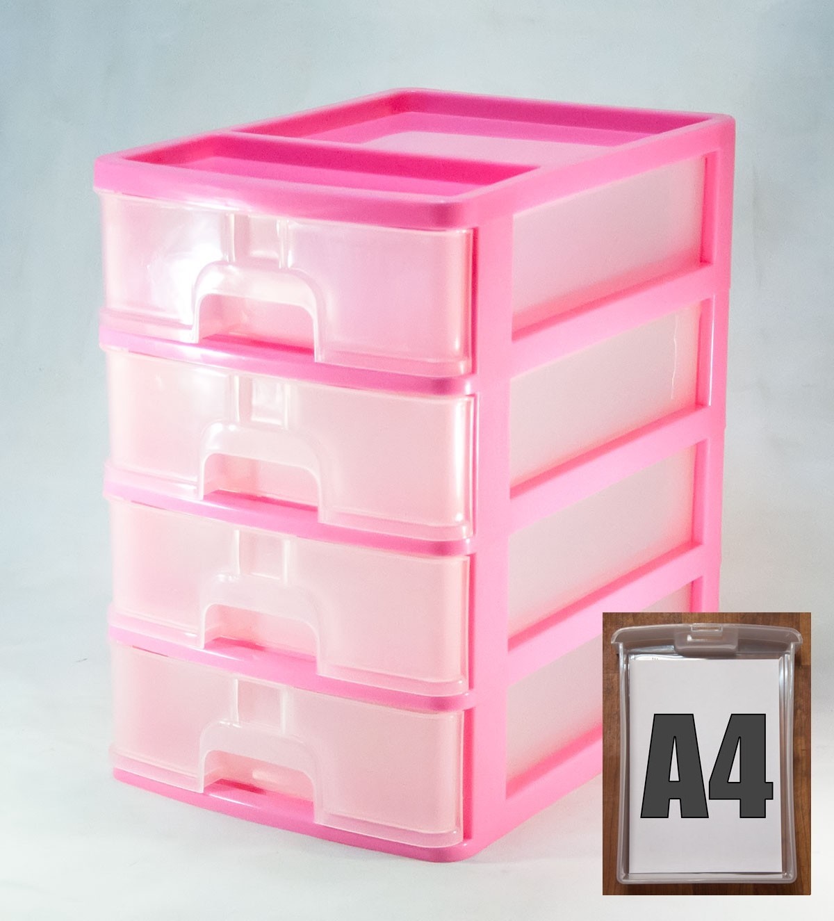 

Миникомод А4 четыре секции R-Plastic 35х25,5х38 см розовый
