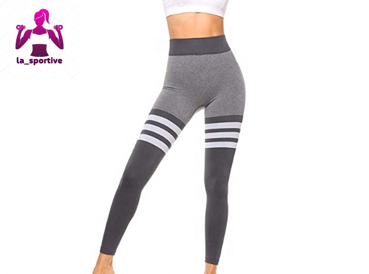 

Женские спортивные леггинсы La_sportive с полосками 0110 S Grey