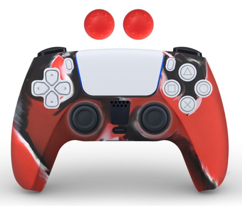 

Силиконовый чехол BUBM для геймпада DualSense PS5 + накладки Red/Black