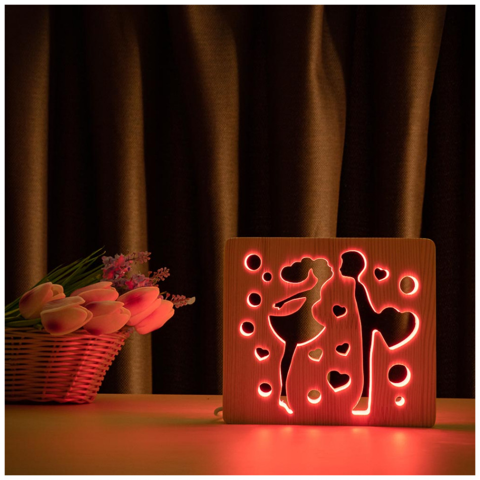 

Светильник ночник ArtEco Light с дерева LED "Влюблённая пара" с пультом и регулированием цвета, RGB