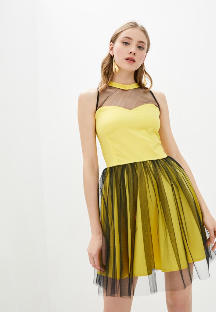 

Вечернее женское коктельное платье с сеткой Подіум 28008-YELLOW/BLACK  Желтый, Вечернее женское коктельное платье с сеткой Подіум 28008-YELLOW/BLACK S Желтый