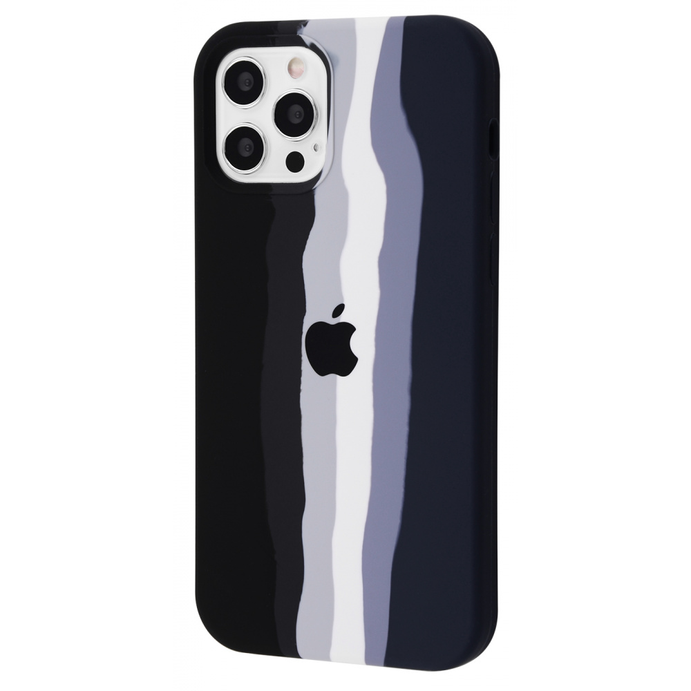 

Чехол с мягкой подкладкой PRC Rainbow Silicone Case iPhone 12/12 Pro black/dark blue Черный Синий