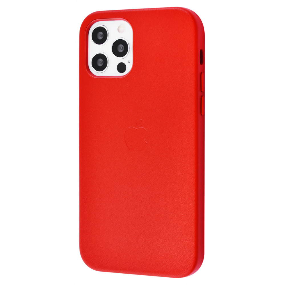 

Чехол с поддержкой magsafe с мягкой подкладкой PRC Leather Case with MagSafe iPhone 12/12 Pro red Красный