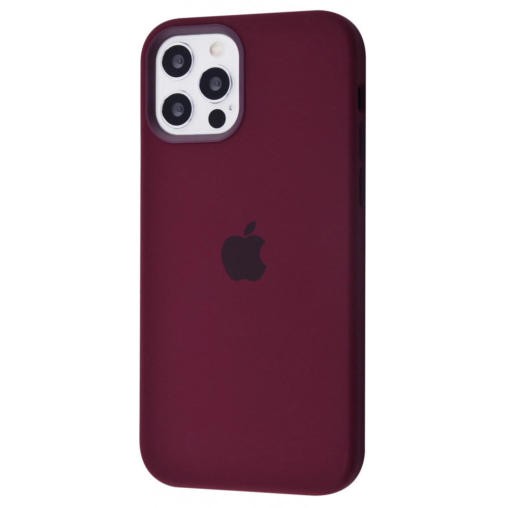 

Чехол с поддержкой magsafe с защитой камеры с мягкой подкладкой PRC Silicone Case with MagSafe iPhone 12/12 Pro plum Бордовый