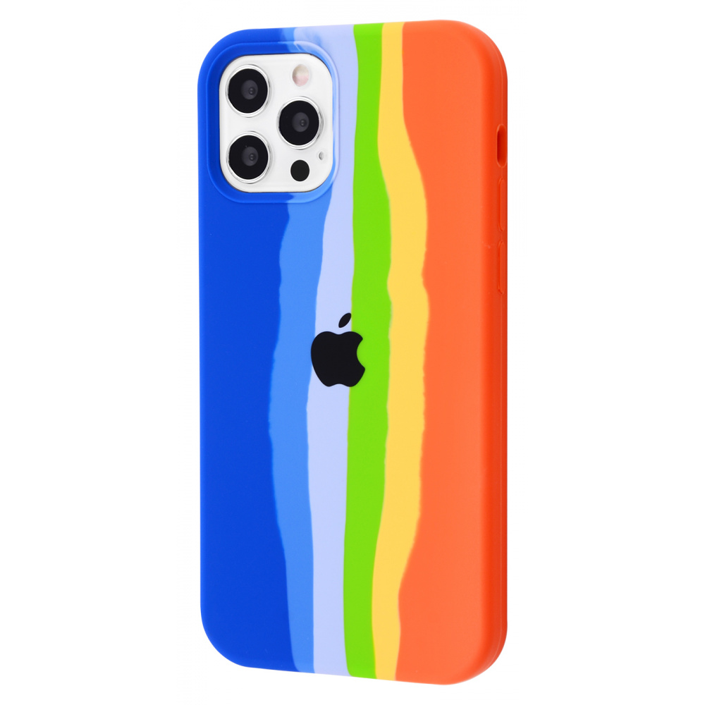 

Чехол с мягкой подкладкой PRC Rainbow Silicone Case iPhone 12/12 Pro blue/orange С рисунком Оранжевый