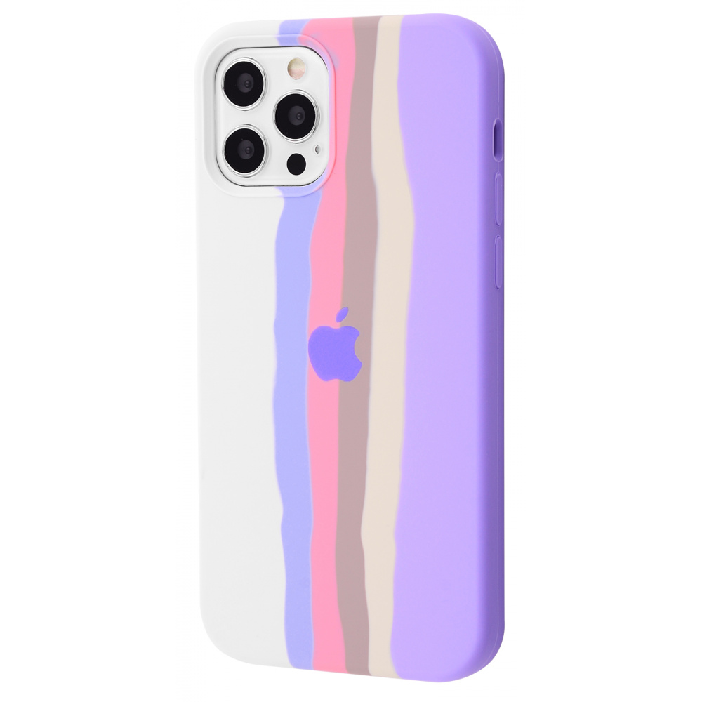 

Чехол с мягкой подкладкой PRC Rainbow Silicone Case iPhone 12/12 Pro white/purple Белый Фиолетовый