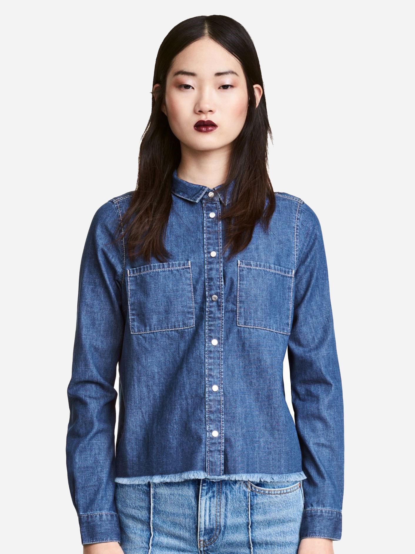 

Рубашка джинсовая H&M 4574425  Синяя, Рубашка джинсовая H&M 4574425 32 Синяя