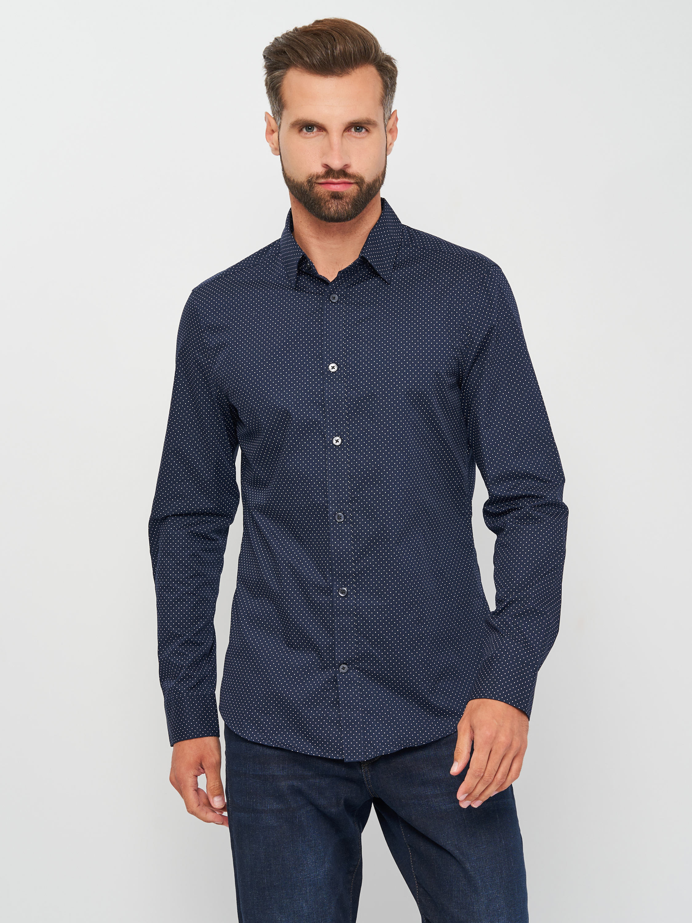 

Рубашка H&M 407-7817580  Темно-синяя, Рубашка H&M 407-7817580 S Темно-синяя