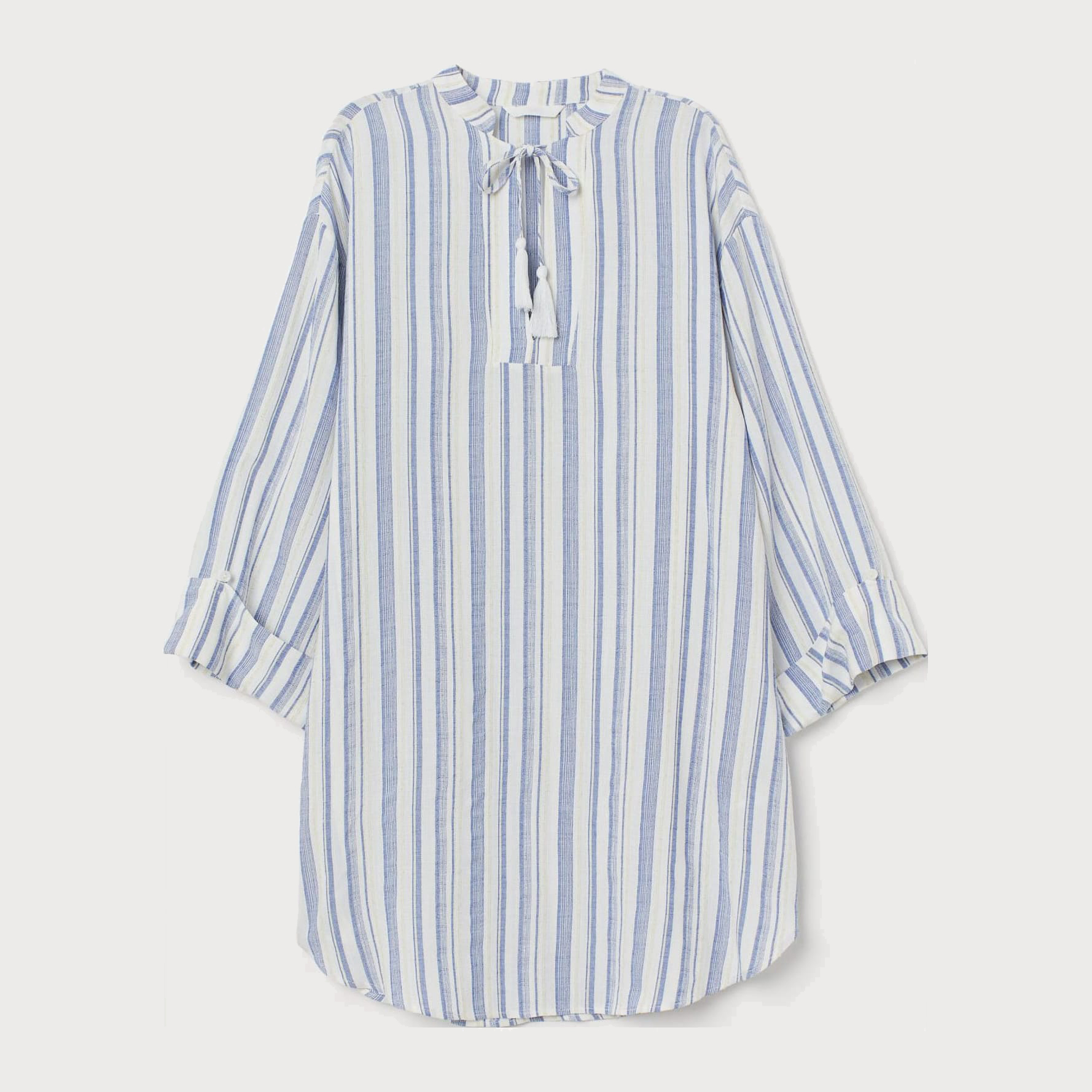 

Блузка H&M 7744500sm  Белая с синим, Блузка H&M 7744500sm 40 Белая с синим