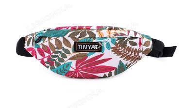 

Сумка на пояс TINYAT поясная сумка (бананка), белая с листьями