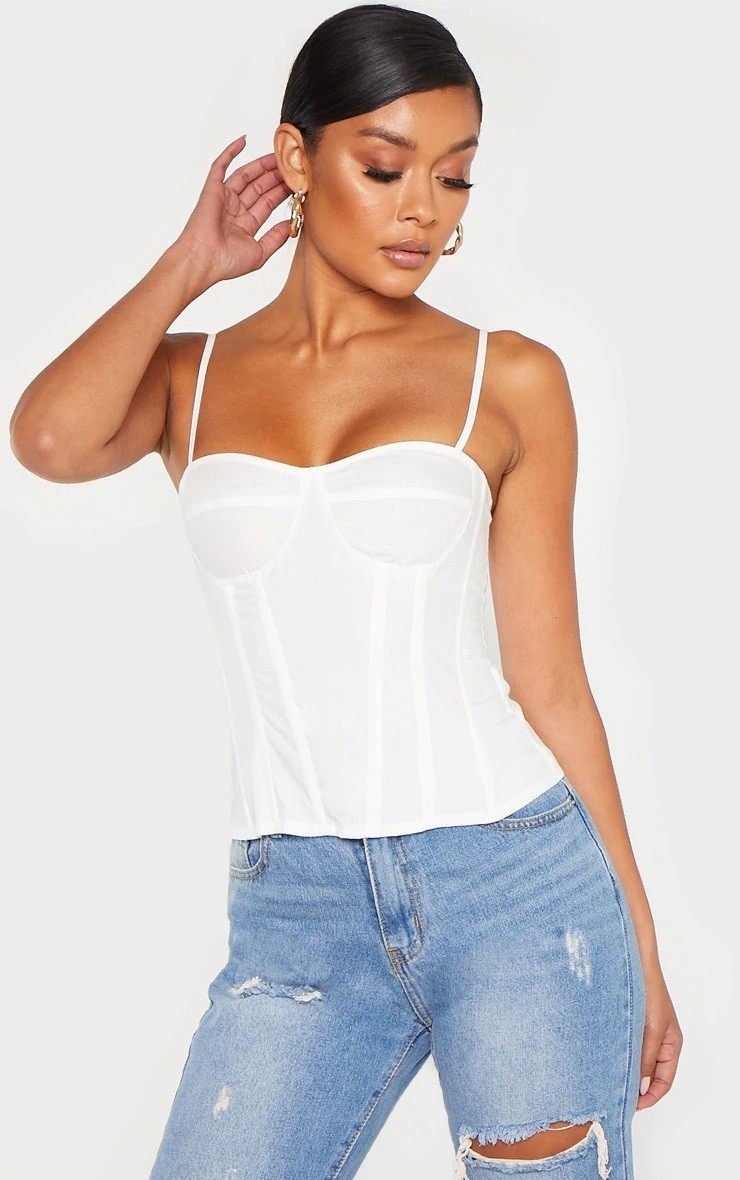 

Женский топ PrettyLittleThing 46 белый 4823085614195