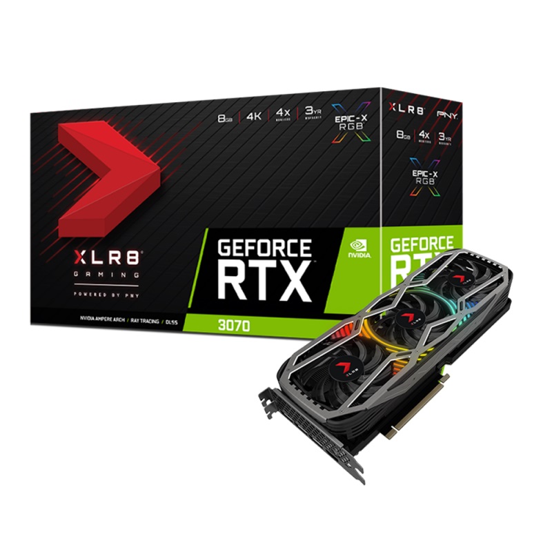 

Видеокарта PNY GeForce RTX 3070 8GB XLR8 Gaming REVEL EPIC-X RGB Triple Fan LHR (VCG30708LTFXPPB)