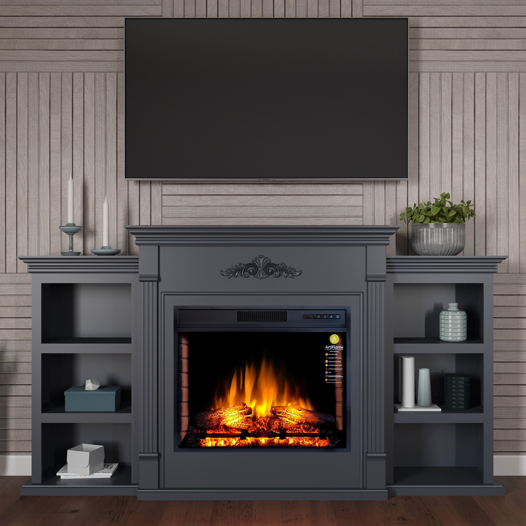 

Электрокамин с порталом ArtiFlame NEW YORK AF28S СЕРЫЙ ГРАФИТ (со звуком)