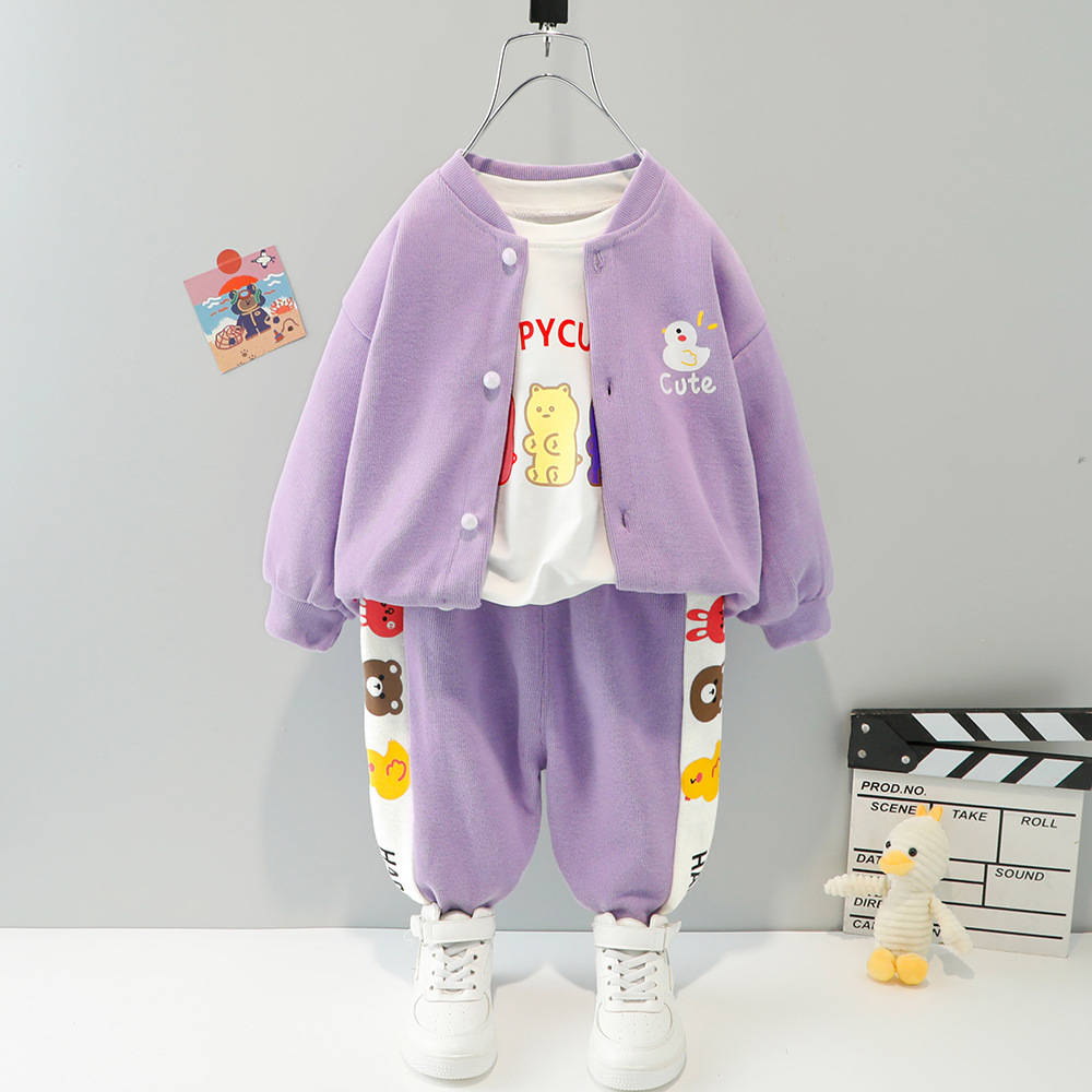 

Костюм детский тройка с принтом HAPPYCUTE для девочек 80см Сиреневый (12619)