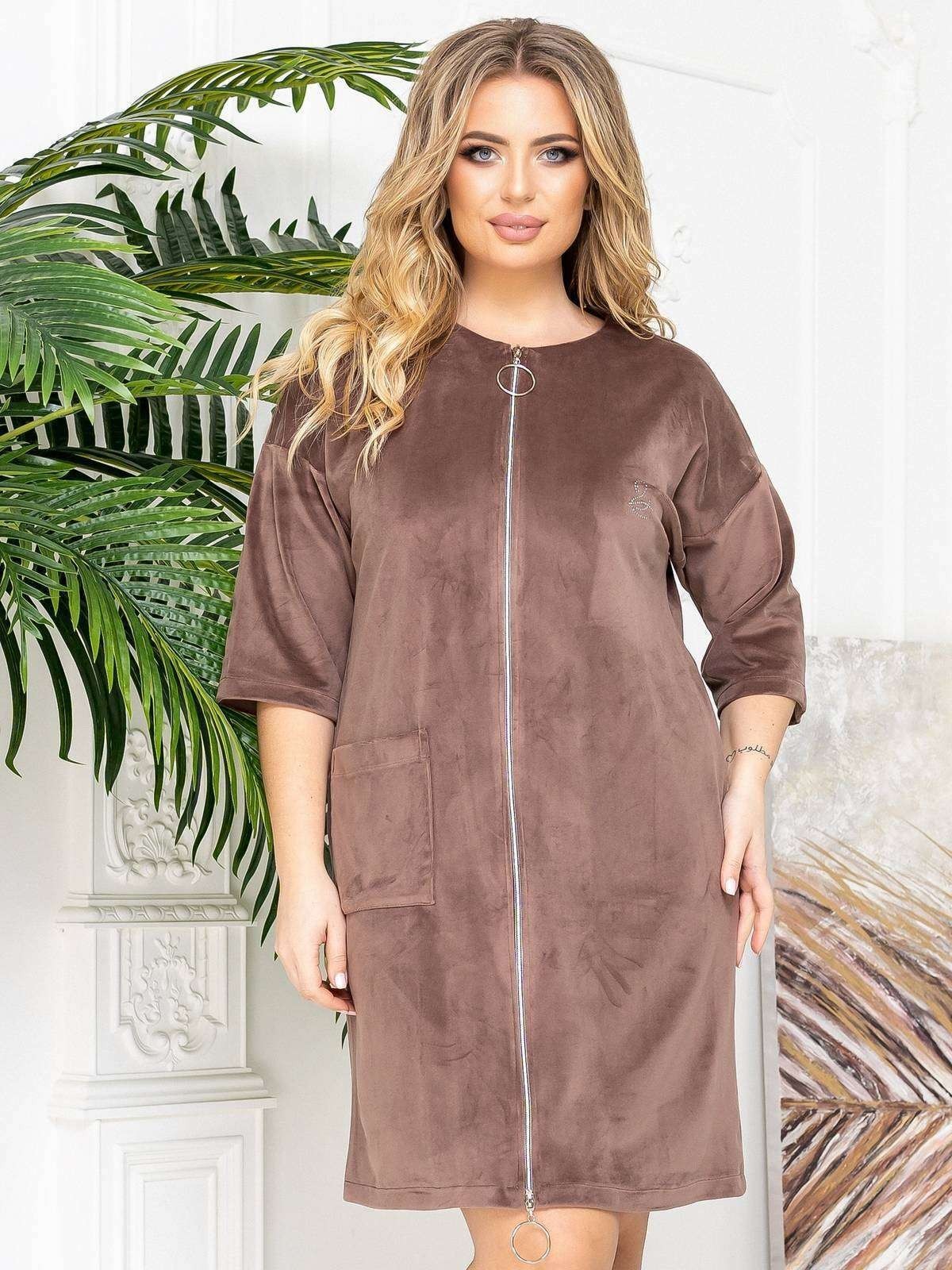 

Велюровый халат на молнии LINGERIE XL капучино