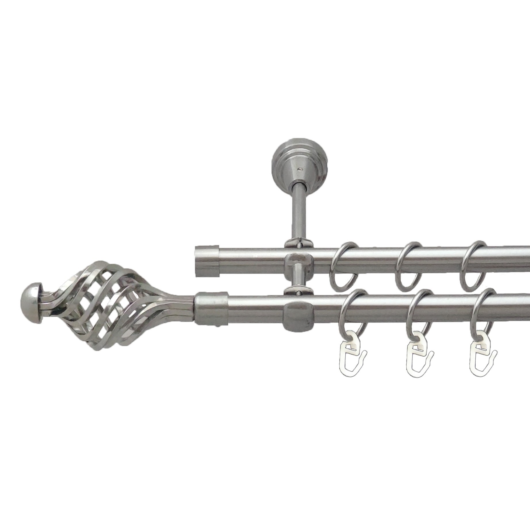 

Карниз Orvit Арезо металевий дворядний відкритий гладка труба кільце металеве Нержавіюча Сталь 16\16 мм 160 см (00-00016238)