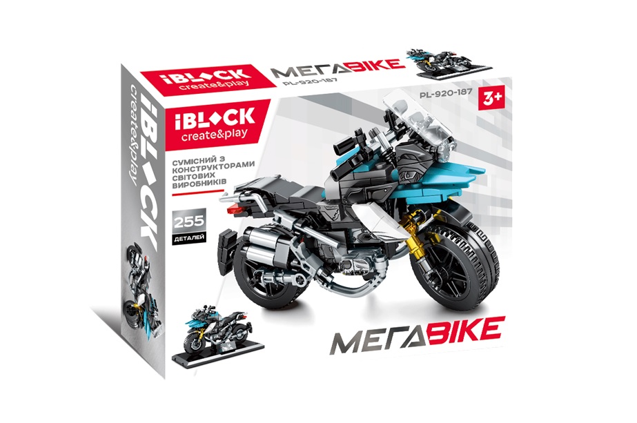 

Конструктор IBLOCK 255дет., МЕГАBIKE, кор 28*21*5,5см PL-920-187