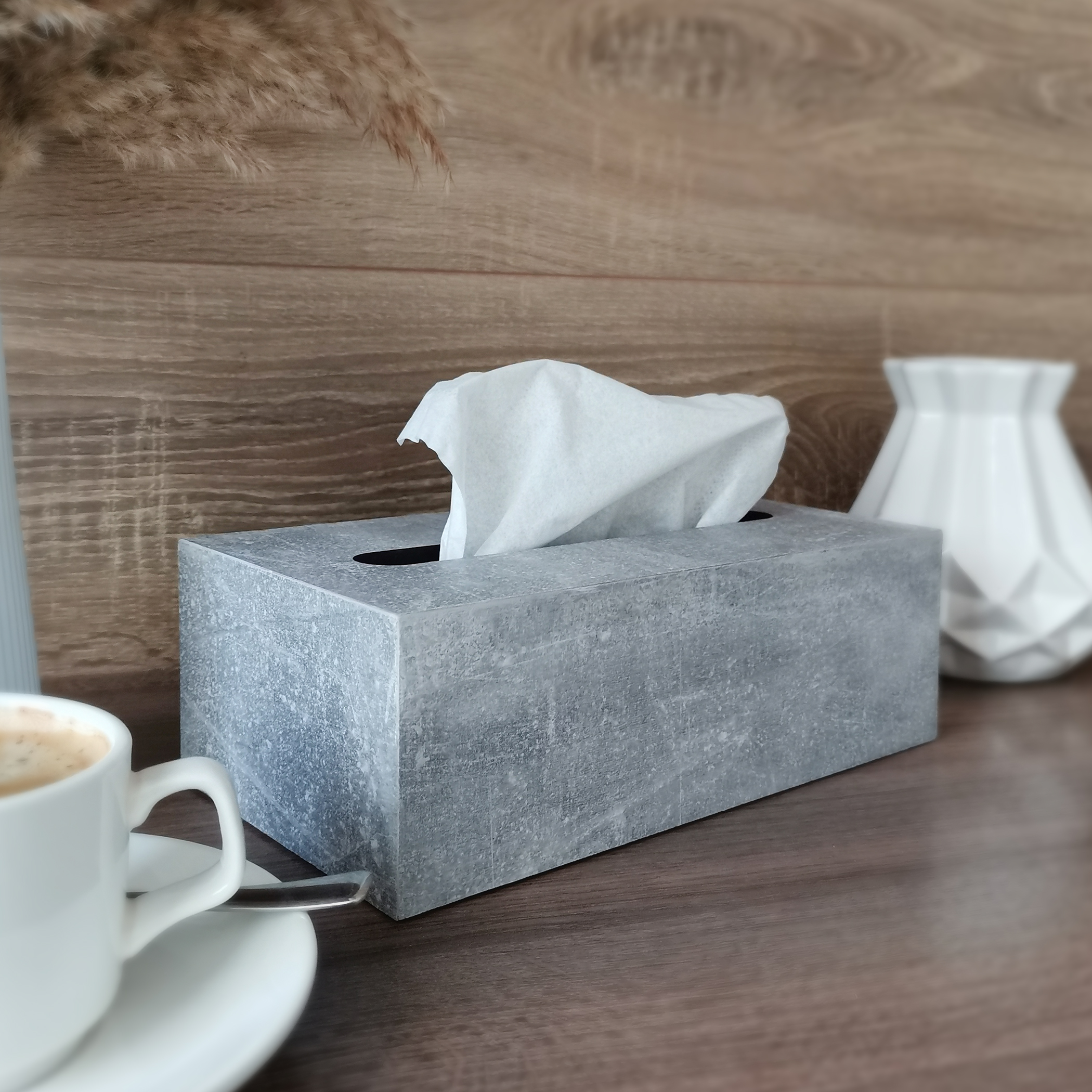 

Салфетница на магните с прямоугольным отверстием 26x14x9 CLASSIC Grey Имитация бетона камня Серая Лофт